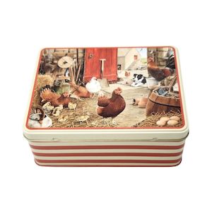 Tracy Hall Farmyard Hens Biscuit Tin