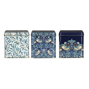 Infused Drinks Herbal Teas: Arts & Crafts Strawberry Thief Square Tin Caddies (Set of 3)