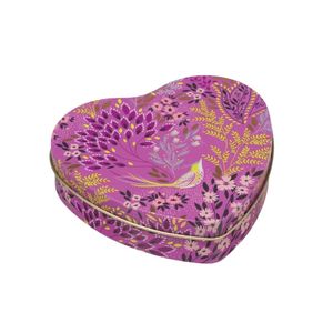 New: Sara Miller Mauve Songbird Small Heart Tin