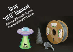 All Our 1 75 Mm Filament: Grey "UFO Filament" (prints like PLA), 100% Recycled 3D PRINTS, 1.75mm, 1kg