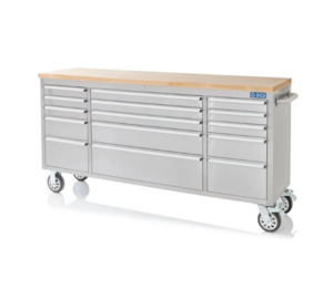 Kiwi Grab: 72 Inch 15 Drawers stainless Steel Tool Chest workbench