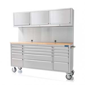Kiwi Grab: 72 Inch 18 Drawers Stainless Steel Tool Chest workbench