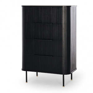 Tallboys: Anders 4 Drawer Tallboy - Black