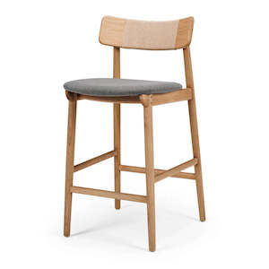 Barstool: Niles Barstool Highback- Natural w Grey Seat