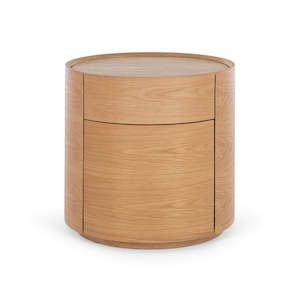 Bedside Tables: Muse Natural Oak Bedside - Travertine Top