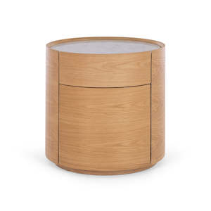 Bedside Tables: Muse Natural Oak Bedside - Marble Top