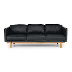 3 Seater Sofas: Strada 3 seater - Black Leather