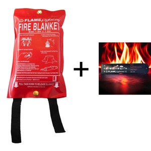 Small Fire Blanket & Fire Suppression Sachet Combo - Kiwi Hygiene Supplies