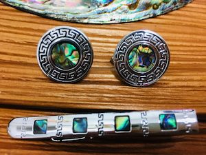 Paua Shell: Paua Shell Cufflinks Tie Clip Box Set