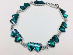 Paua Shell: Paua Shell Bracelet Double Heart