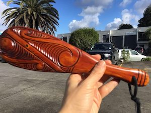 Beautiful Wood Carving Patu With Koru Details