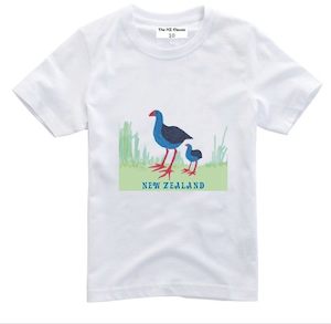 Clothing Fashion: Cotton NZ Pukeko Kids T-shirt White