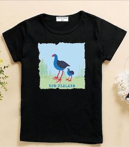 Cotton NZ Pukeko Kids T-shirt Black