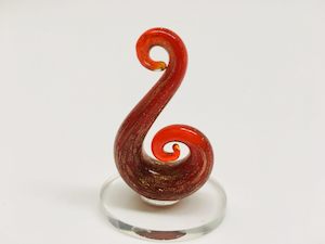 Beautiful Small Handmade Glass Statue Fish Hook Red