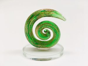Beautiful Small Handmade Glass Statue Koru Green