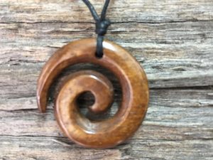 Bone Carving: Bone Carving Pendant Brown Koru