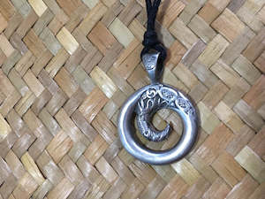 Pewter Pendant Koru comes with black cord, card