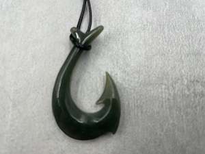 Greenstone Fish Hook: Greenston Maori Hei Matau Fish Hook Pendant – 42mm, Strength, Luck & Prosperity Symbol