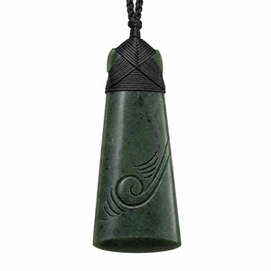 Greenstone Koru: Greenstone Pendant Toki with Koru details –  Nephrite Jade 75×30mm
