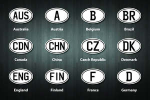 Stickers: Country Designation Oval Stickers