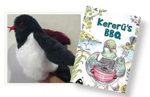 Packs: ‘KERERŪ’S BBQ’ BOOK & PUPPET: Kererū Hand Puppet by Erin Devlin. Book by Karyn Wilson & Jessica Waters.