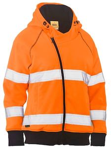Fleecewear: Bisley Women's Taped Hi-Vis Fleece Hoodie with Sherpa Lining