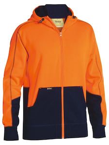 Fleecewear: Bisley Hi-Vis Zip Front Fleece Hoodie