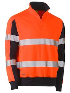 Fleecewear: Bisley Taped Hi Vis Stretchy Fleece Zip Pullover