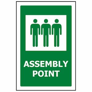 Signs: ASSEMBLY POINT (3 People Image)
