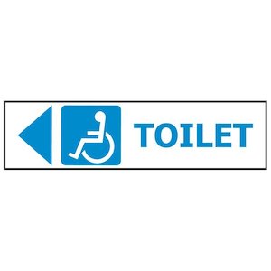 Signs: 400×100 Disabled Toilet – Arrow LEFT Sign