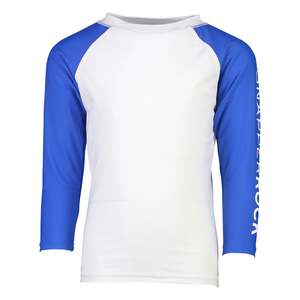 White Blue Sleeve LS Rash Top