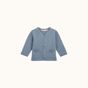 Ss20: V-NECK CARDIGAN WITH POCKETS GRAY BLUE