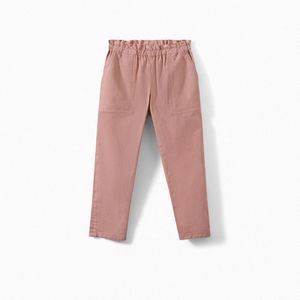 GIRLS' PANTS WITH PLEATED WAISTBAND FADED PINK