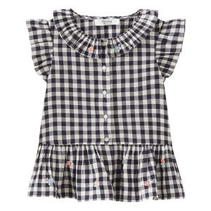 Girls Blue Gingham Top
