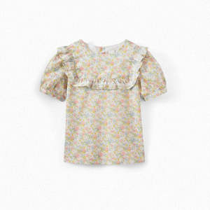Ss21: GIRLS' LIBERTY COTTON RUFFLED BLOUSE CAMELLIA PINK