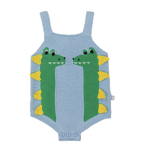 Baby intarsia cotton-blend bodysuit
