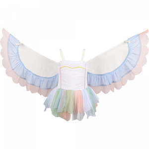 Size 8: Butterfly Wings Ruffled Tulle Dress in White and Pastels