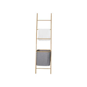 Bamboo Wall Leaning Ladder Laundry Basket Shelf 180 cm