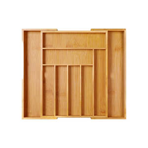 Dish Racks: Bamboo Expandable Drawer Organizer for Utensils-9 Compartments