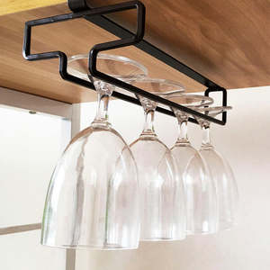 Dish Racks: 2 Pack Under Cabinet Stemware Holder - Black