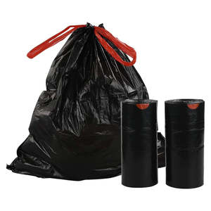 120Pcs 50 x 60 cm Drawstring Trash Bags-Black