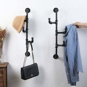 Towel Rack Hook: Industrial Pipe Clothes Holder Hanger-3 Hooks
