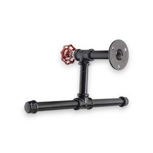 Bathroom Storage 1: Industrial Pipe Wall Mounted Toilet Paper Holder-2 Rolls