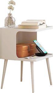 Bedroom Storage: Metal Bedside Table Nightstand -White