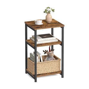 Side Coffee Table: 3 Tier Side Table with Storage Shelf Narrow End Table