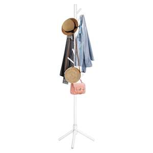 Garment Racks 1: Solid Wood Coat Rack 8 Hook - White