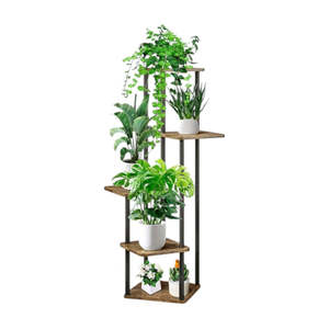Garden Outdoor Living: 5 Tier Plant Stand Indoor Corner Flower Shelf with MDF Boards
