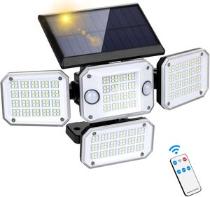 4 Heads 296 LED Dual Motion Sensor Flood Lights