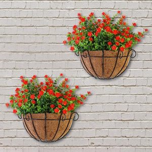 Outdoor Decoration: 2 Pack Iron Wall Hanging Half Round Planters Basket 30cm