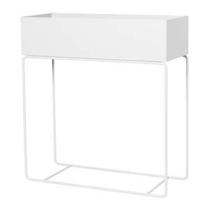 Indoor Metal Tall Rectangle Tray Plant Pot Stand-White